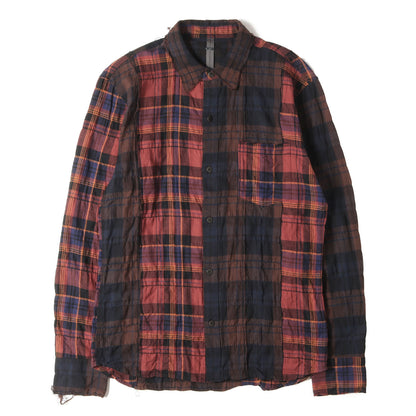 21SS タータンプレイドチェック ティアード ストレッチ シャツ (Tartan Plaid Stretch Cotton Long Sleeved Tiered shirt)