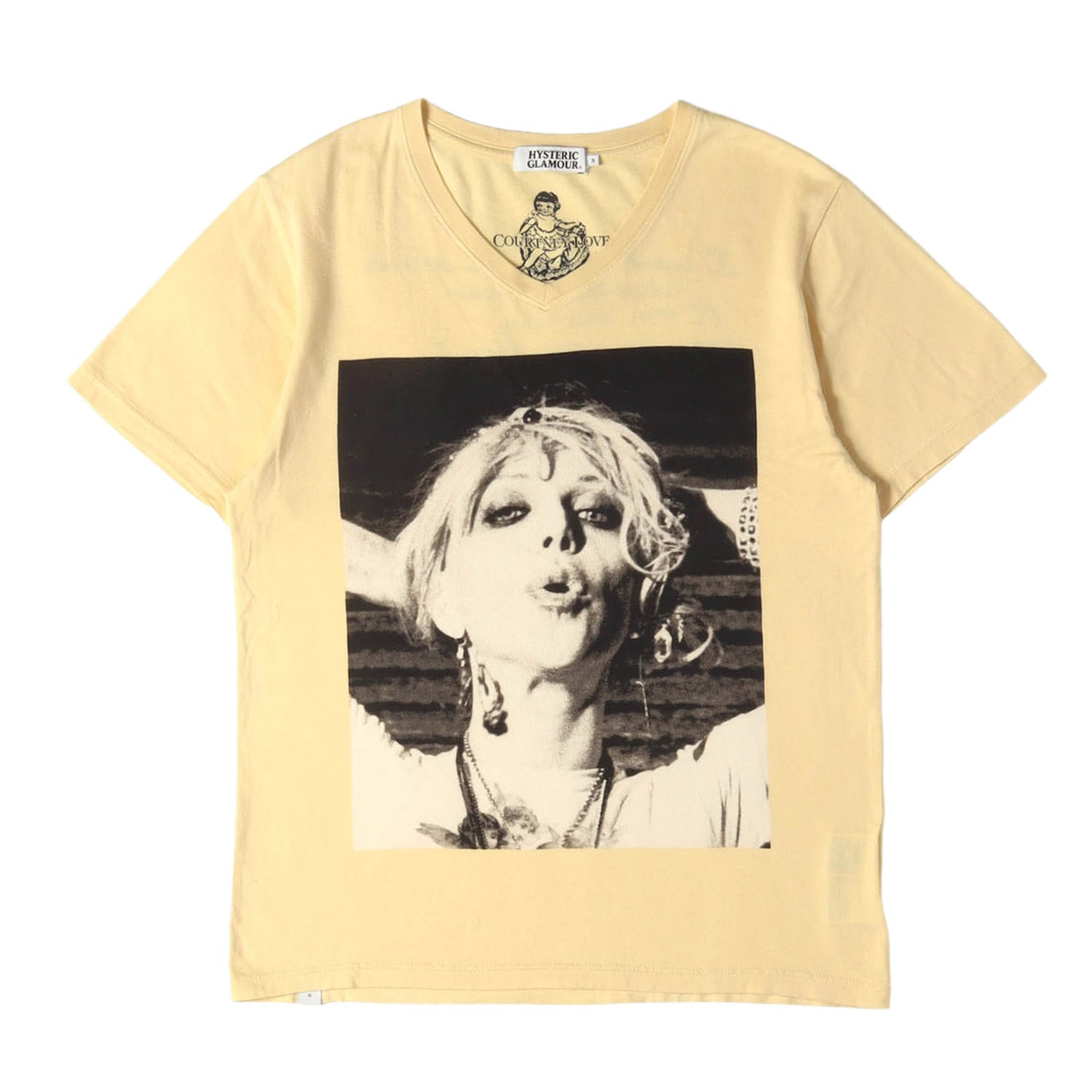× COURTNEY LOVE フォトグラフィック Vネック Tシャツ