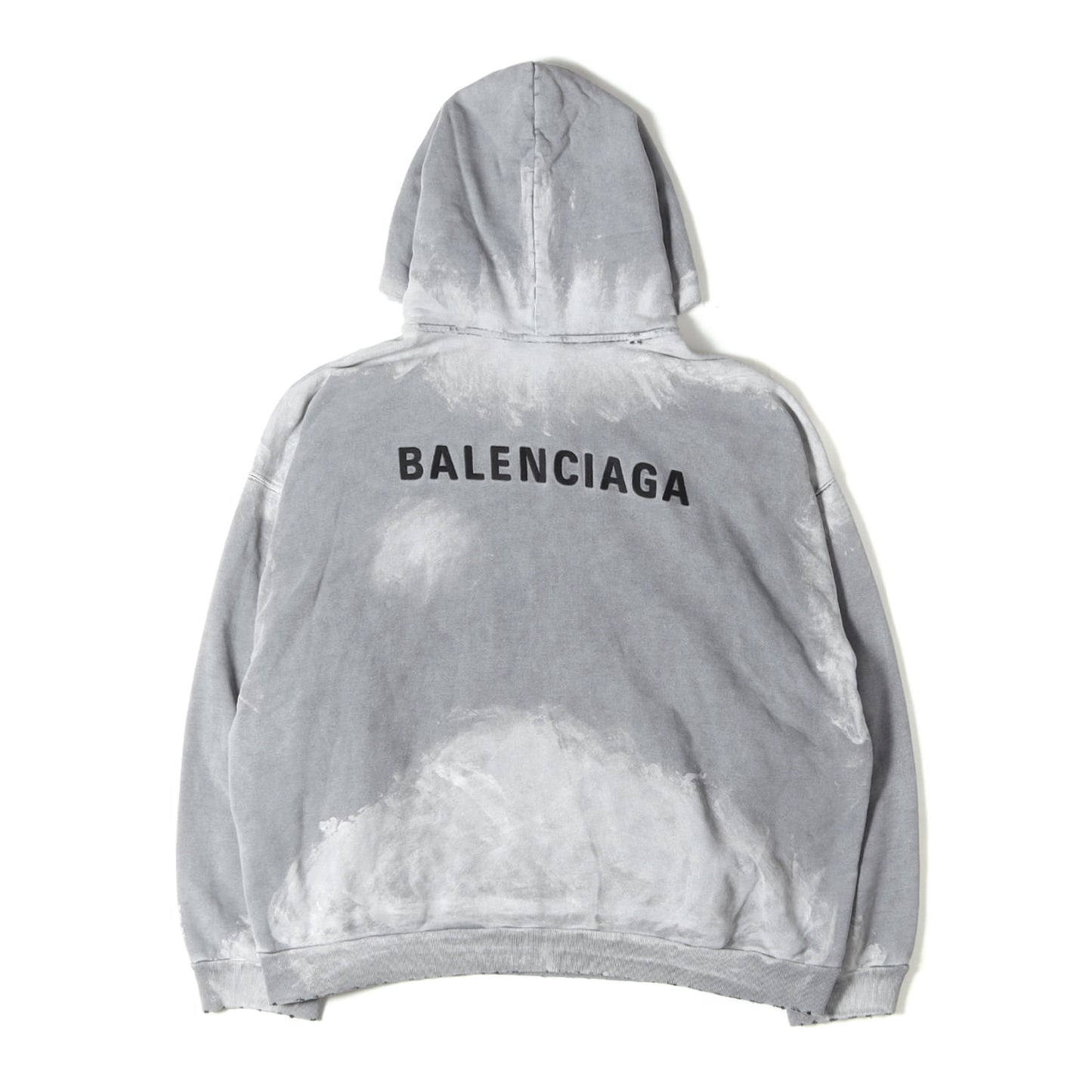 25SS ペイント加工 ロゴ刺繍 スウェット パーカー (Balenciaga Back Hoodie)