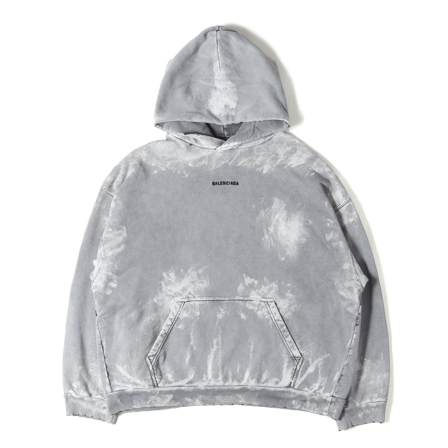 25SS ペイント加工 ロゴ刺繍 スウェット パーカー (Balenciaga Back Hoodie)