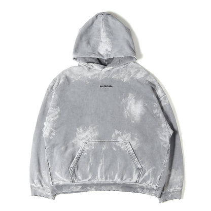 25SS ペイント加工 ロゴ刺繍 スウェット パーカー (Balenciaga Back Hoodie)