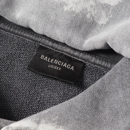 25SS ペイント加工 ロゴ刺繍 スウェット パーカー (Balenciaga Back Hoodie)
