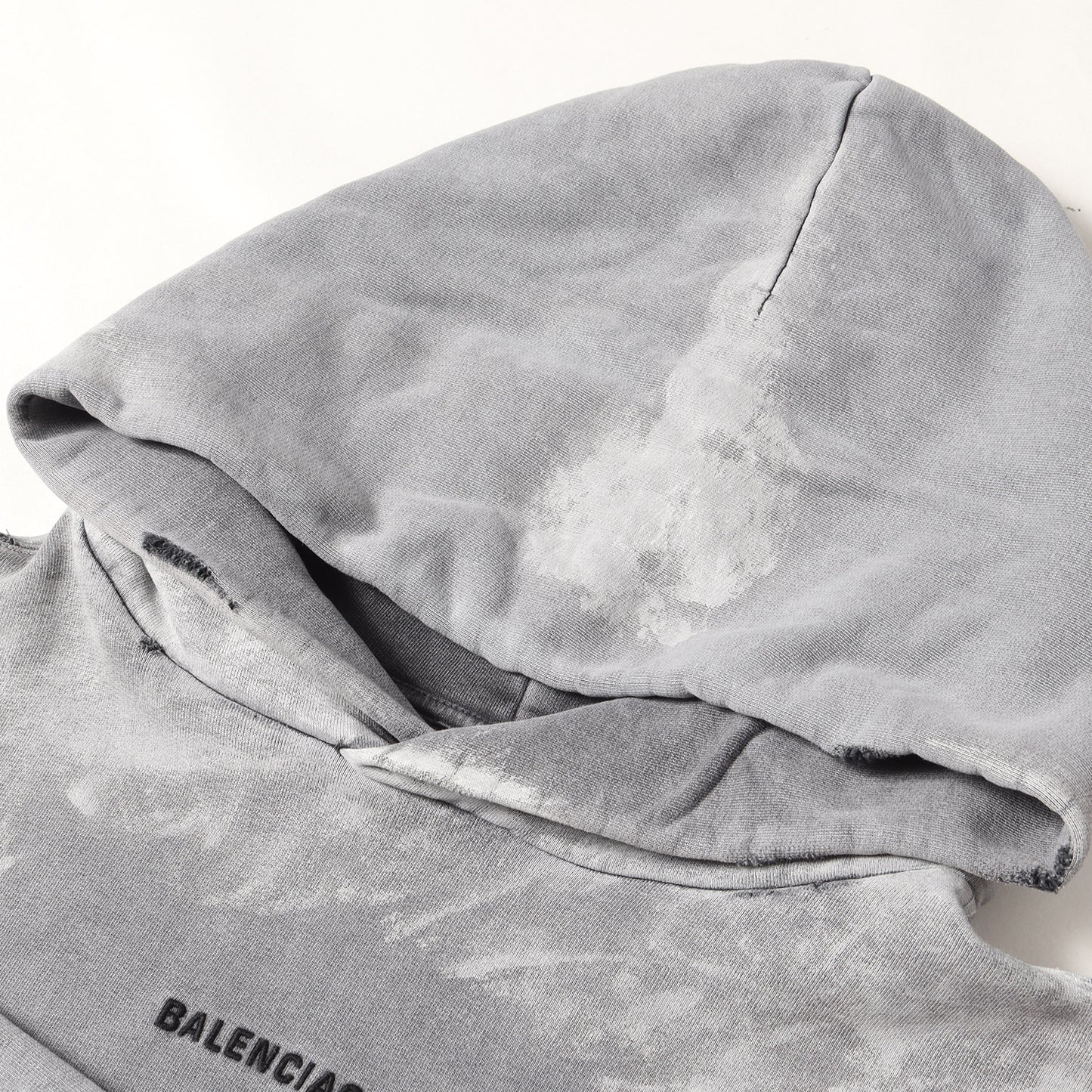 25SS ペイント加工 ロゴ刺繍 スウェット パーカー (Balenciaga Back Hoodie)