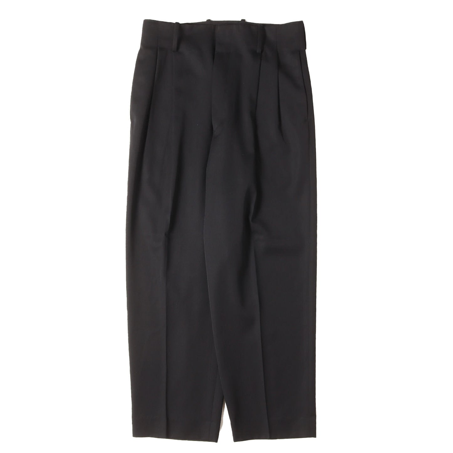 23AW ツータック ベルトレス トラウザー スラックス パンツ (BELTLESS WIDE TROUSERS 2/90 SUPER 120's WOOL)