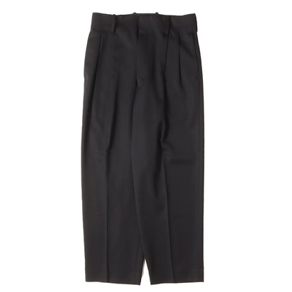 23AW ツータック ベルトレス トラウザー スラックス パンツ (BELTLESS WIDE TROUSERS 2/90 SUPER 120's WOOL)
