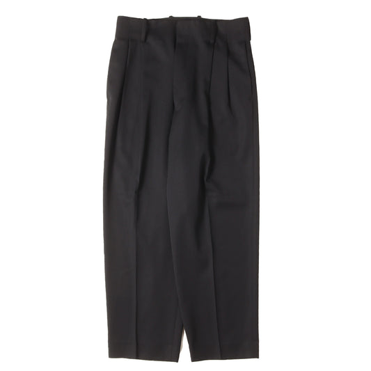 23AW ツータック ベルトレス トラウザー スラックス パンツ (BELTLESS WIDE TROUSERS 2/90 SUPER 120's WOOL)