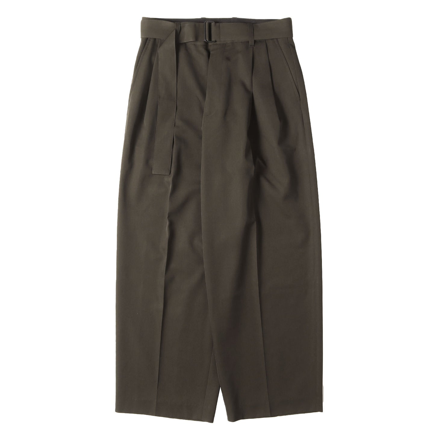 22AW ベルテッド ワイドストレート トラウザー スラックス パンツ (BELTED WIDE STRAIGHT TROUSERS 2/90super120's)