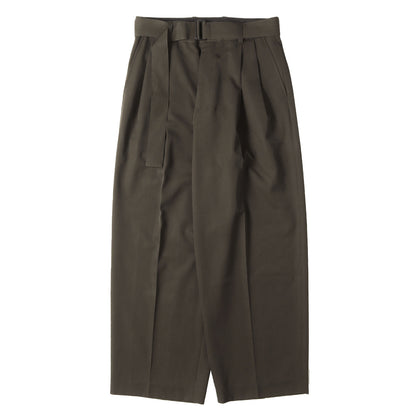 22AW ベルテッド ワイドストレート トラウザー スラックス パンツ (BELTED WIDE STRAIGHT TROUSERS 2/90super120's)