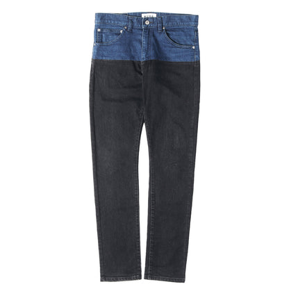 バイカラー ストレッチ デニム スキニー パンツ (Switching Design Slim Fit Jeans Denim Pants)