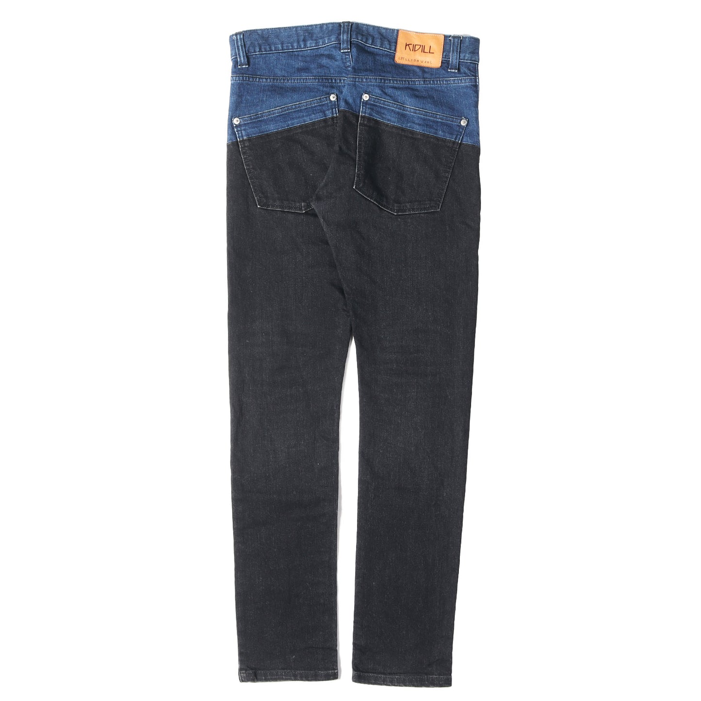 バイカラー ストレッチ デニム スキニー パンツ (Switching Design Slim Fit Jeans Denim Pants)