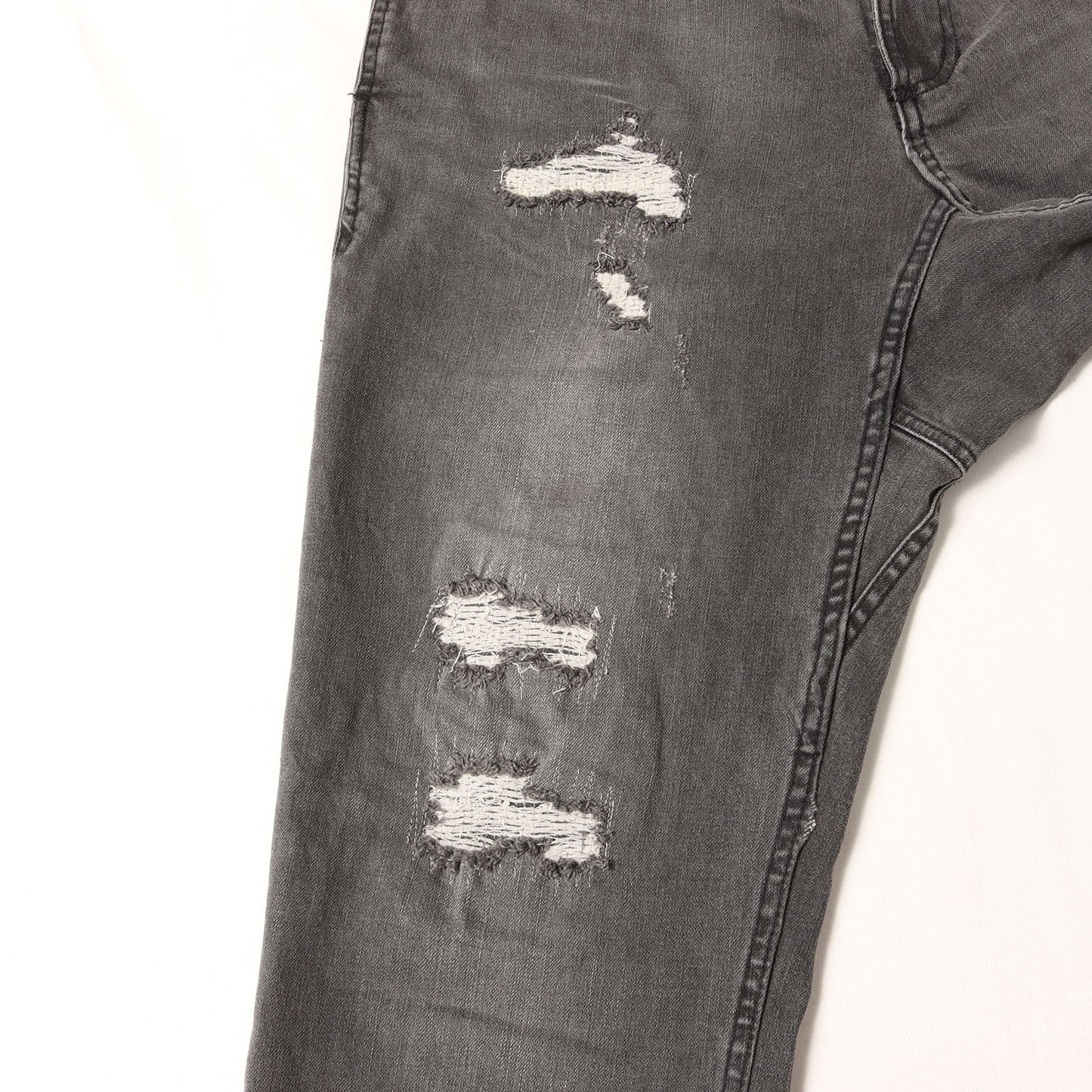 × Adam et Rope 別注 ダメージ加工 ストレッチ デニム パンツ (DAMAGED DENIM)