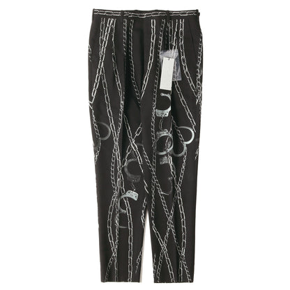 ツータック 手錠柄 トラウザー スラックス パンツ (CHAIN AND HANDCUFF 2TUCK SLIM PANTS)