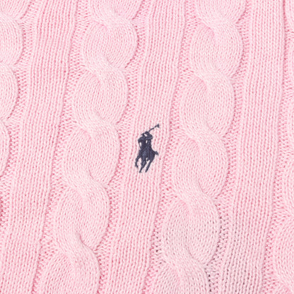 現行タグ ワンポイントポニー刺繍 ケーブル編み コットンニット セーター