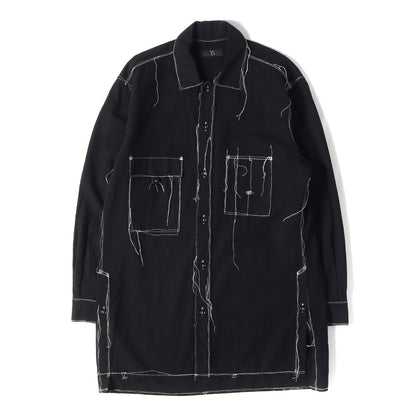 22SS キャンバス ワーク ロングシャツ (LINEN COTTON CANVAS RANDOM CHECK DYE WORK SHIRT) / Y's