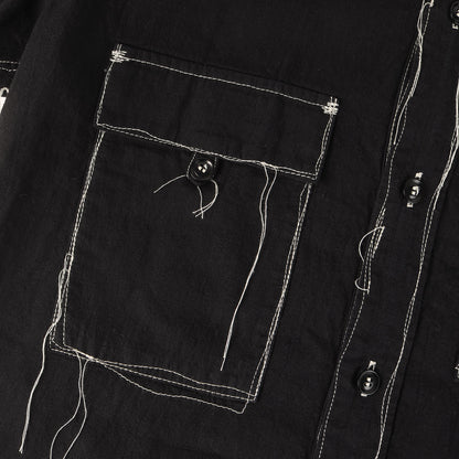 22SS キャンバス ワーク ロングシャツ (LINEN COTTON CANVAS RANDOM CHECK DYE WORK SHIRT) / Y's