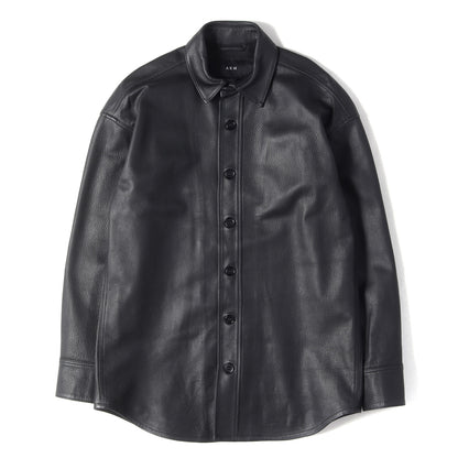 23AW シープレザー ドロップショルダー シャツ (SHRINK SHEEP DROP SHOULDER P-ARMY SHIRTS)