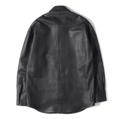 23AW シープレザー ドロップショルダー シャツ (SHRINK SHEEP DROP SHOULDER P-ARMY SHIRTS)