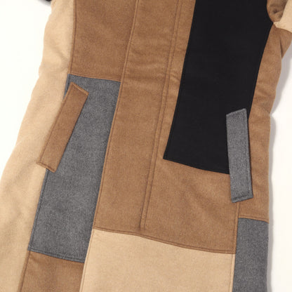 クレイジーパターン カシミヤ混メルトン フーデッド ラップコート