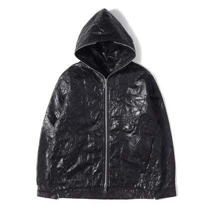 25AW シンセティックレザー フーデッド ジップブルゾン (Washer Synthtic Leather Zipper Hooded Blouson)