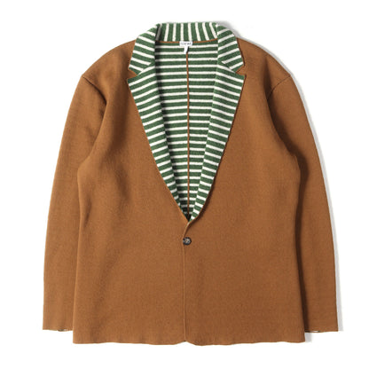 24AW アルパカ混ニット 1B ストライプ カーディガン