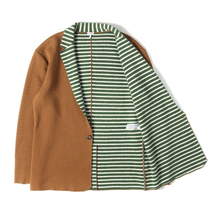 24AW アルパカ混ニット 1B ストライプ カーディガン