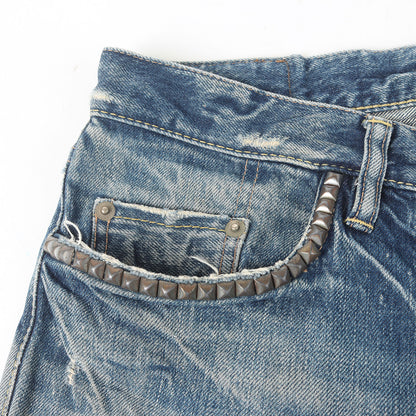 00SS クラッシュリペア加工 スタッズ デニム パンツ
