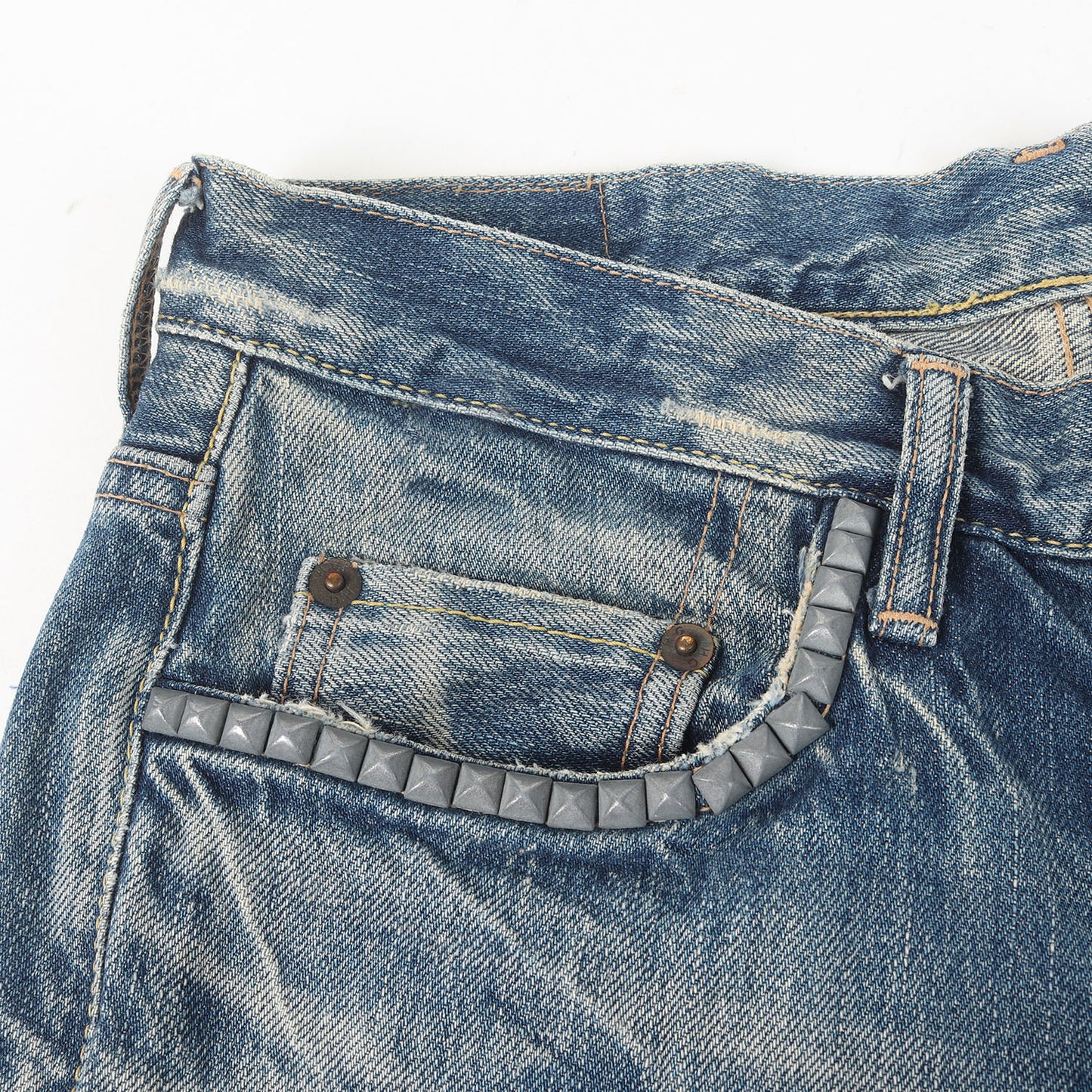 00s SP加工 小窓 リメイク スタッズ デニム パンツ