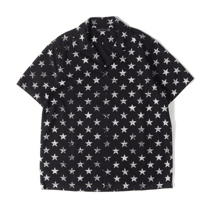 22SS 総柄 オープンカラー 半袖 デニム シャツ (Hazy Star Denim S/S Open Collar SH)