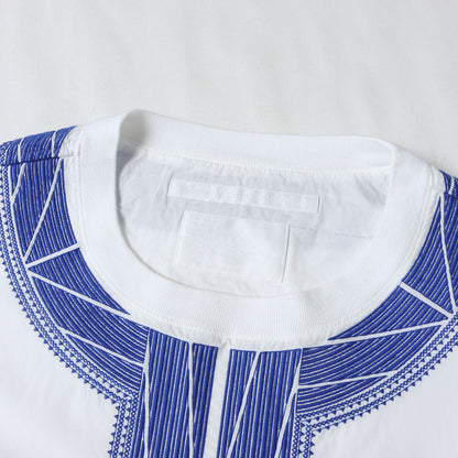 サイドスリットジップ ジオメトリック刺繍 ローン Tシャツ