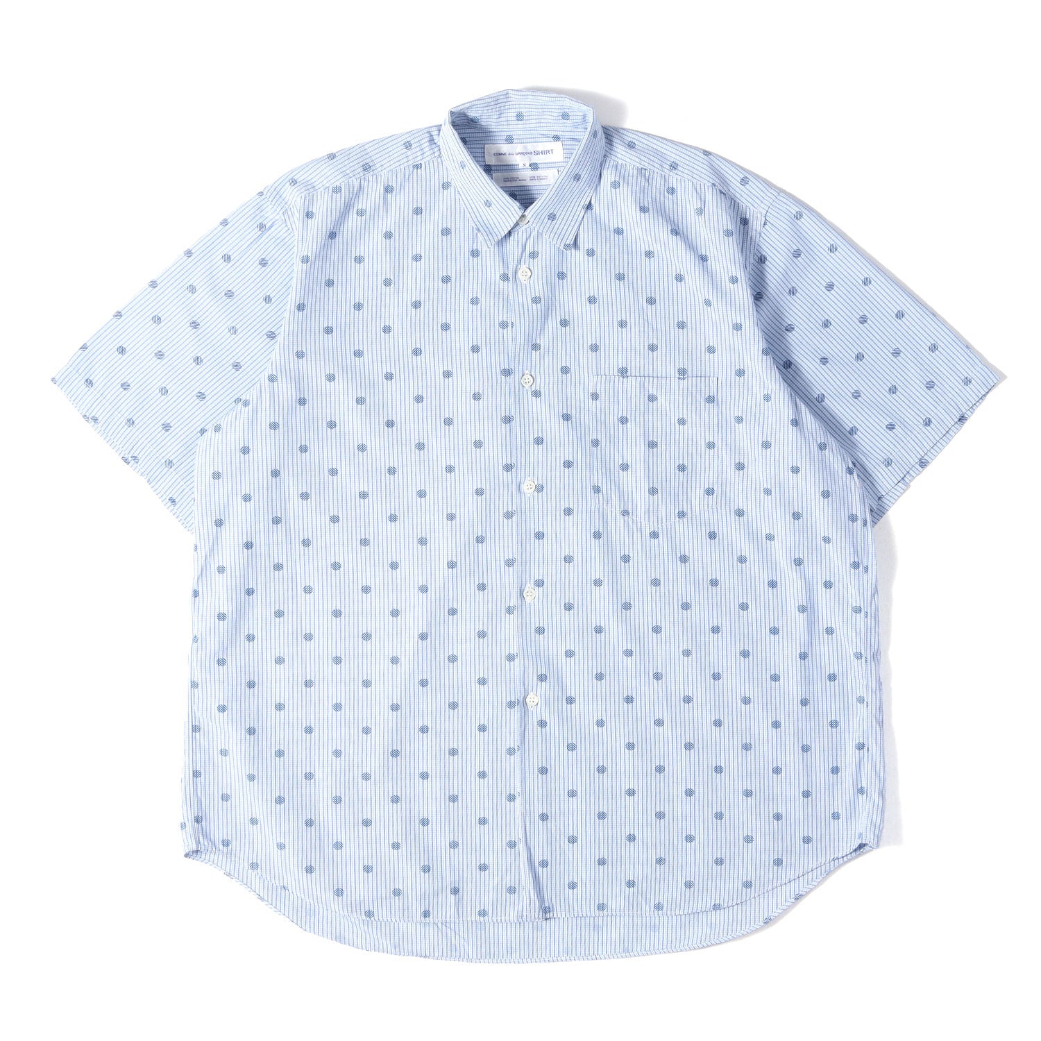 90s コムデギャルソングシャツ　チェック　ドット　ブルー　半袖シャツ COMME des GARCONS SHIRT (コムデギャルソン シャツ) 90s ポルカドット