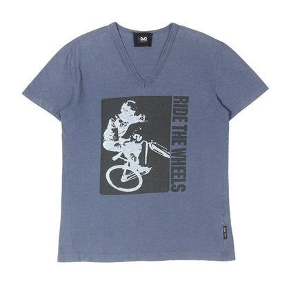 グラフィック ロゴ Vネック Tシャツ