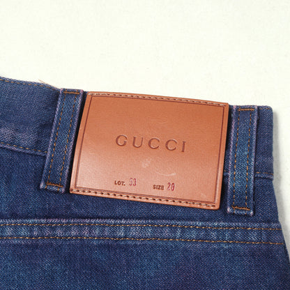 ブリーチ ペイント加工 カットオフ センタープリーツ デニムパンツ
