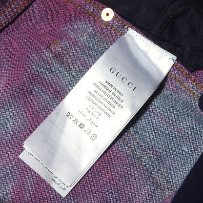 ブリーチ ペイント加工 カットオフ センタープリーツ デニムパンツ