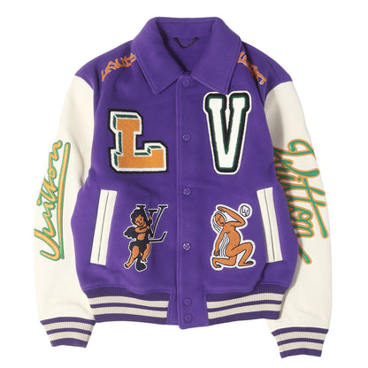 22AW マルチパッチ刺繍 メルトン バーシティ ジャケット (Multi Patches Mixed Leather Varsity Blouson)