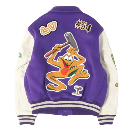 22AW マルチパッチ刺繍 メルトン バーシティ ジャケット (Multi Patches Mixed Leather Varsity Blouson)