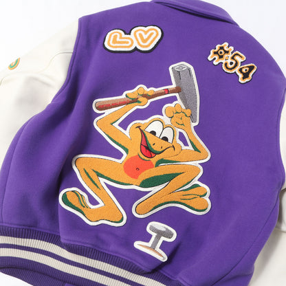 22AW マルチパッチ刺繍 メルトン バーシティ ジャケット (Multi Patches Mixed Leather Varsity Blouson)