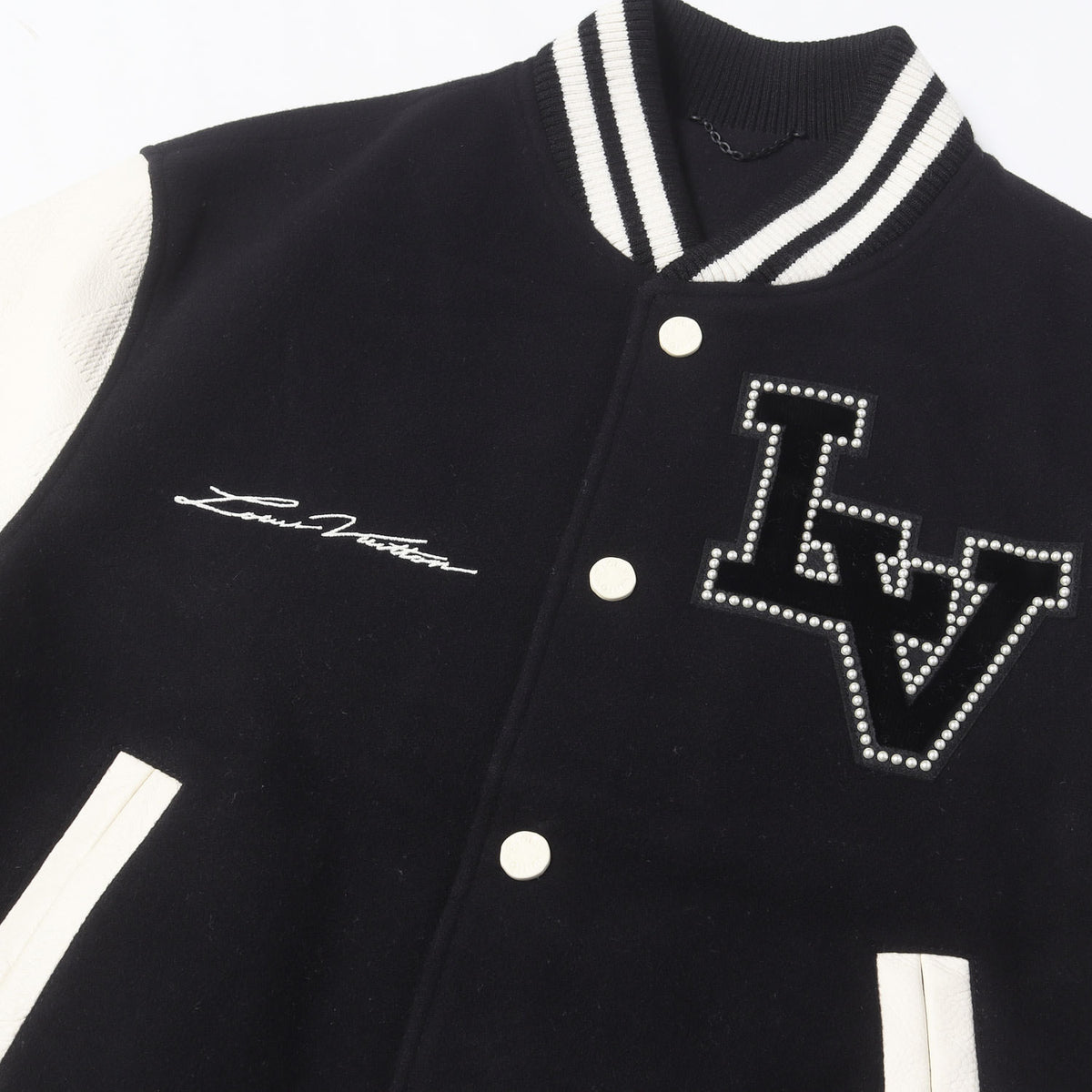 24SS エンブロイダード カーフスキン バーシティジャケット