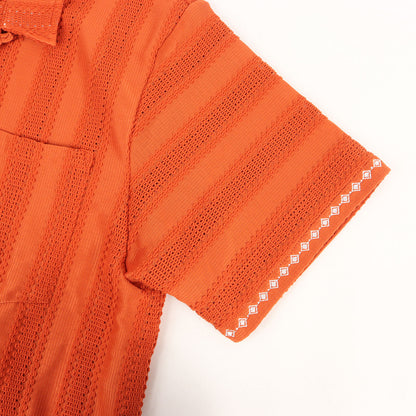 24SS ストライプレース 半袖 シャツ (stripe lace s/s shirts)
