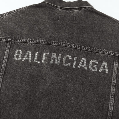 23SS バックラインストーンロゴ デニムジャケット (RHINESTONE LOGO OVERSIZED DENIM JACKET)