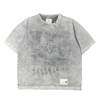 24AW ダメージ加工 キャット Tシャツ (Distressed Cat Print T-shirt)