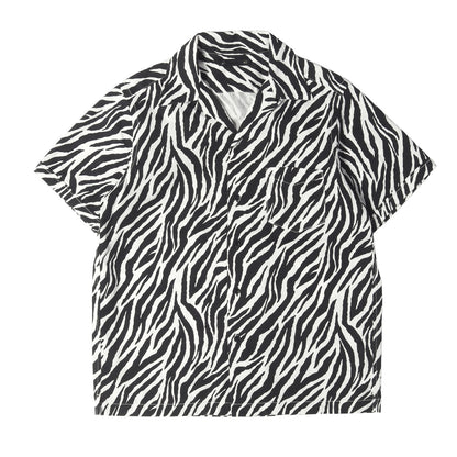 21SS ゼブラ柄 オープンカラー デニム 半袖シャツ (ZEEBRA DENIM S/S OPEN COLLAR SHIRT)