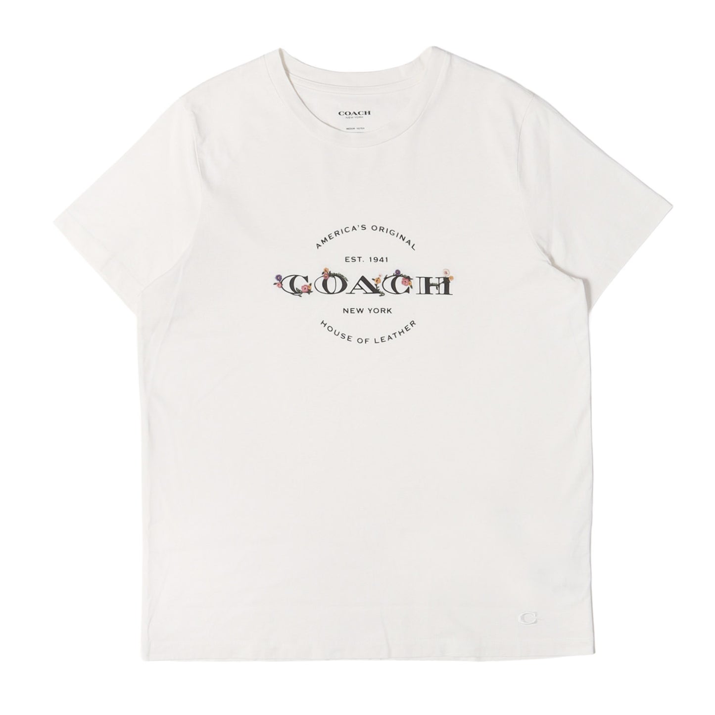 フラワー刺繍 ロゴ Tシャツ