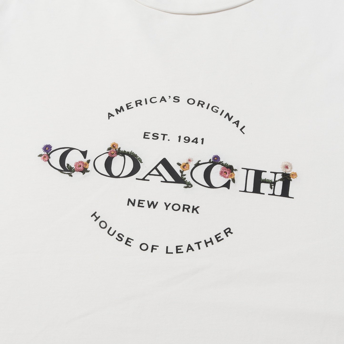 フラワー刺繍 ロゴ Tシャツ