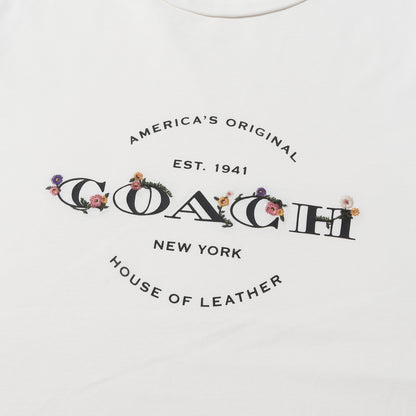 フラワー刺繍 ロゴ Tシャツ