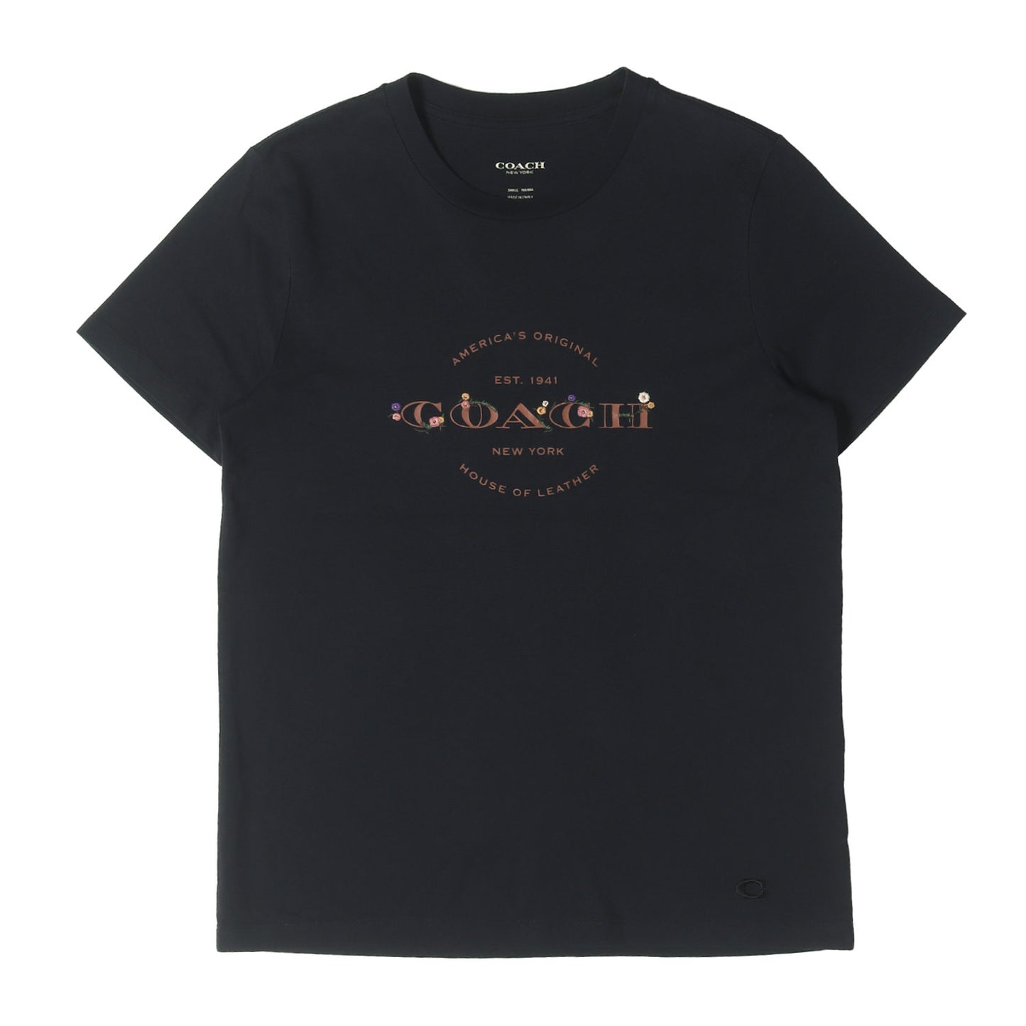 フラワー刺繍 ロゴ Tシャツ