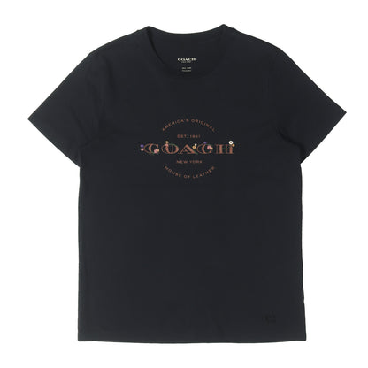 フラワー刺繍 ロゴ Tシャツ