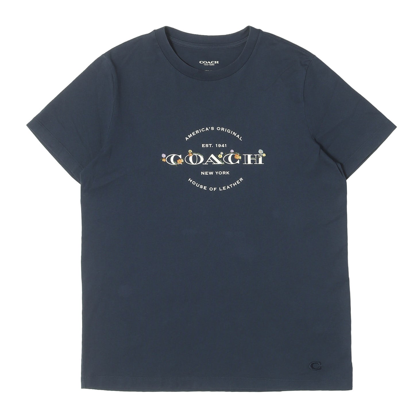 フラワー刺繍 ロゴ Tシャツ