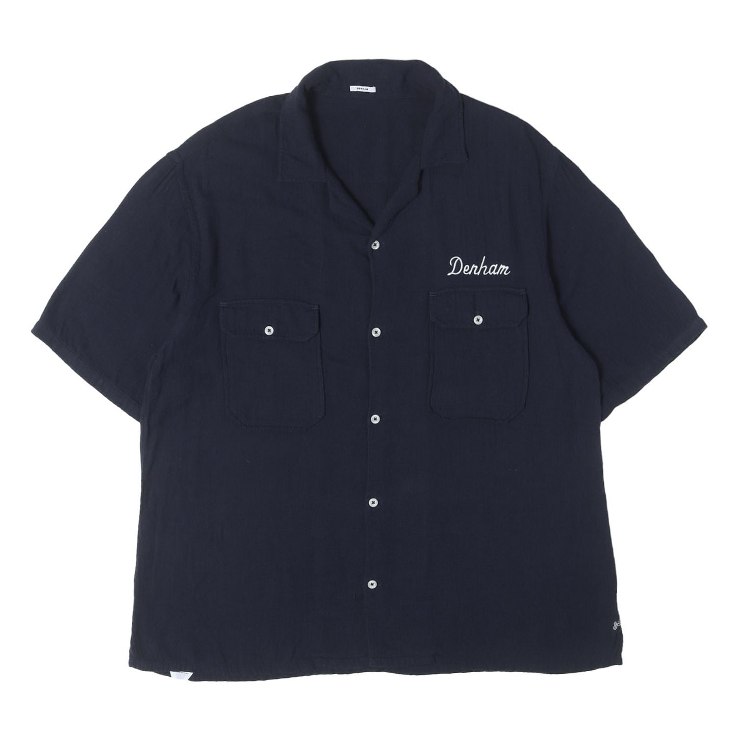 ロゴ刺繍 オープンカラー ダブルガーゼ ボーリングシャツ (BOWLING SHIRT COTBAM)