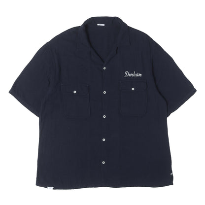 ロゴ刺繍 オープンカラー ダブルガーゼ ボーリングシャツ (BOWLING SHIRT COTBAM)