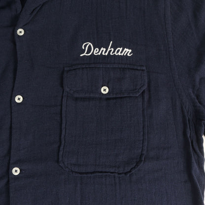 ロゴ刺繍 オープンカラー ダブルガーゼ ボーリングシャツ (BOWLING SHIRT COTBAM)